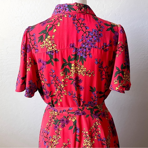 Nanette Lepore Bright Red Floral Belted Dress - Picture 9 of 15